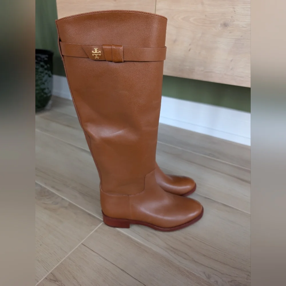 TORY BURCH Everly Strap Riding Boots Sierra